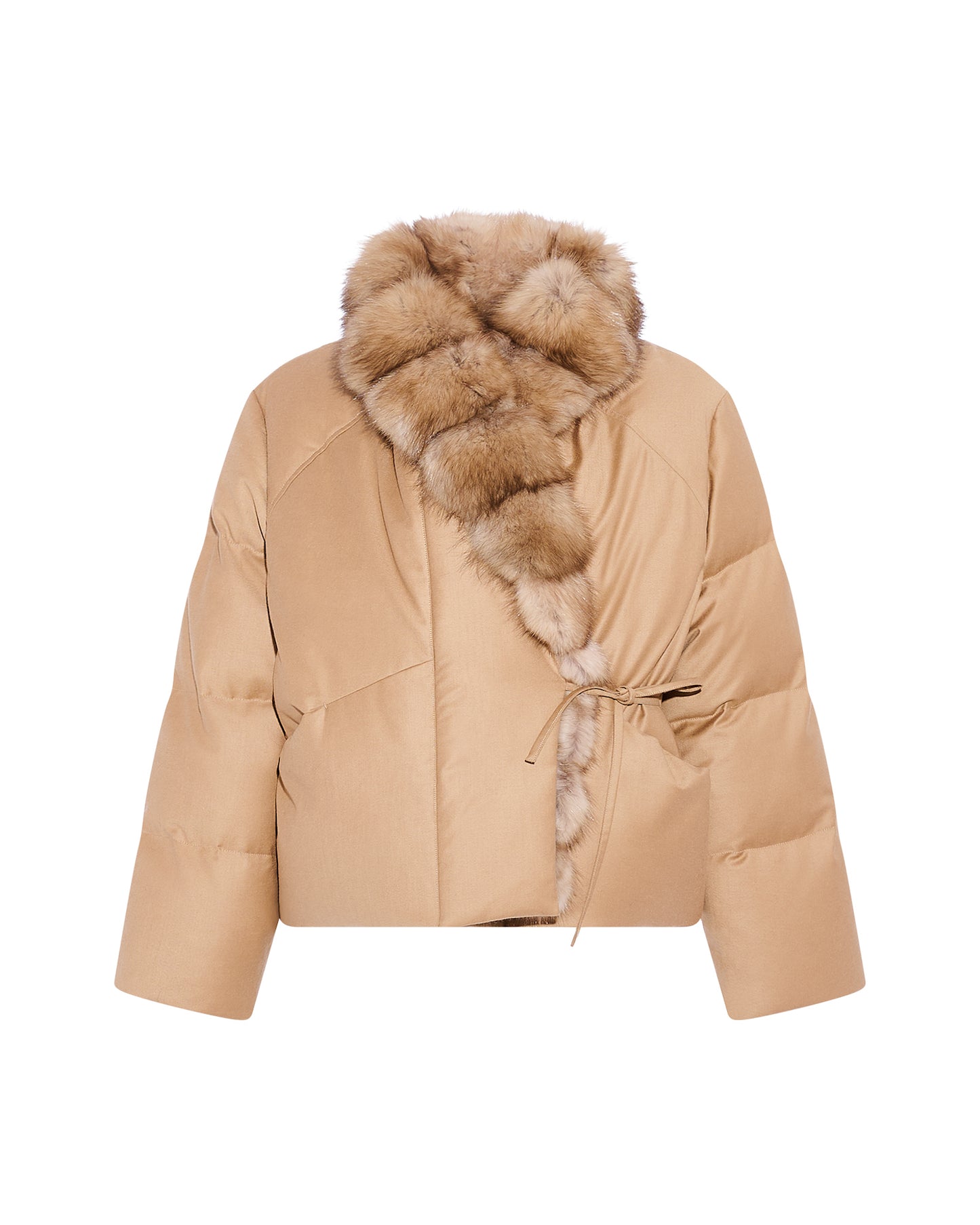 Short flannel down jacket with detachable large sable fur collar -Yves Salomon
