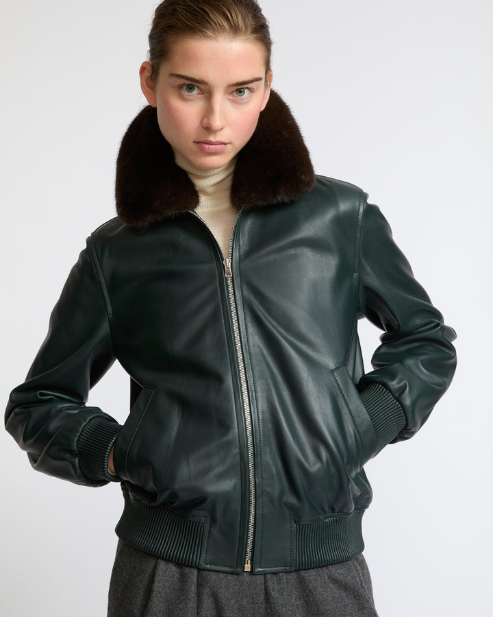 Lamb leather bomber jacket with removable mink collar - Yves Salomon - New Fall Winter Collection