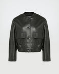 Short lambskin leather jacket