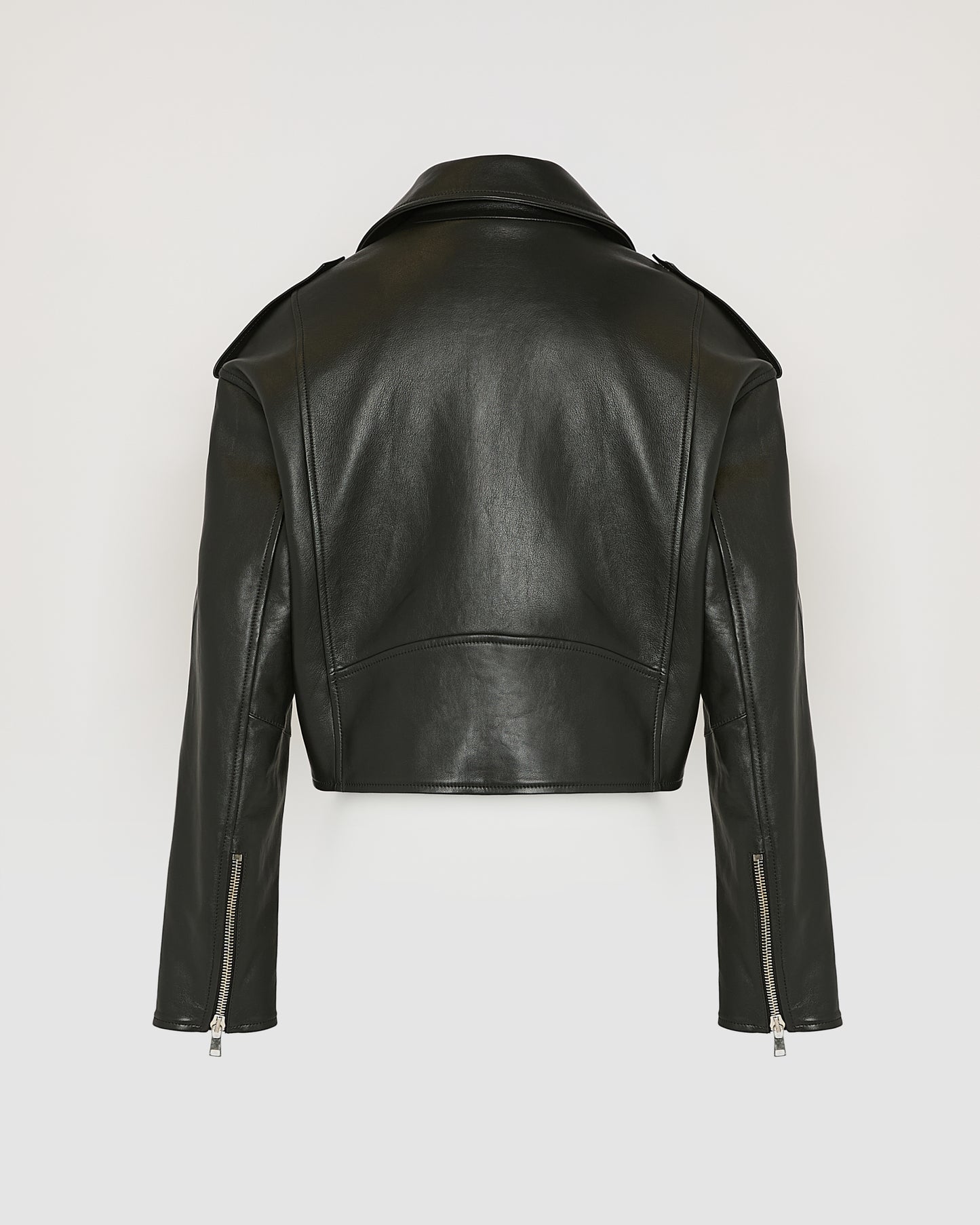 Cropped lambskin biker jacket