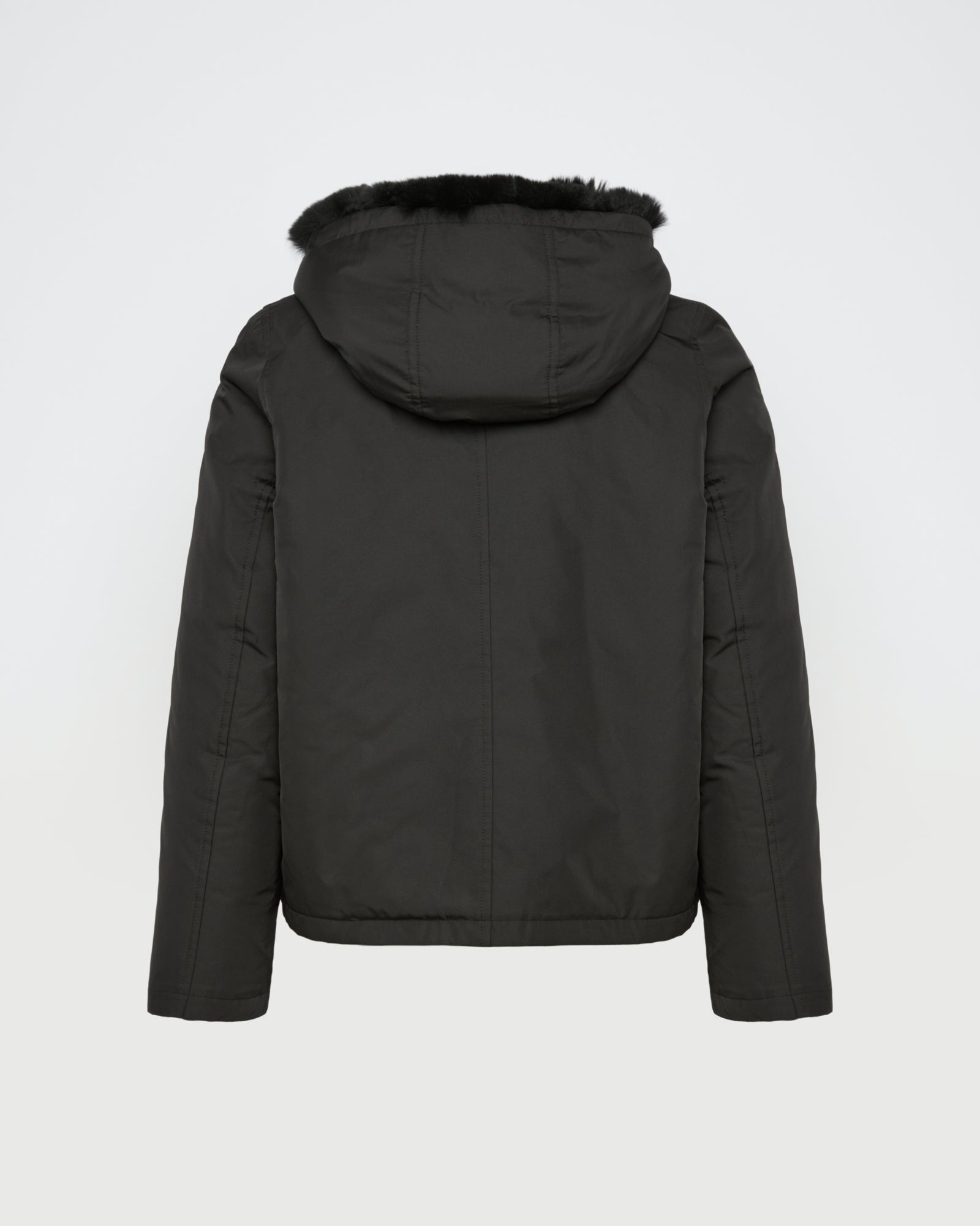 Hooded jacket in technical fabric reversible rex rabbit fur -Yves Salomon