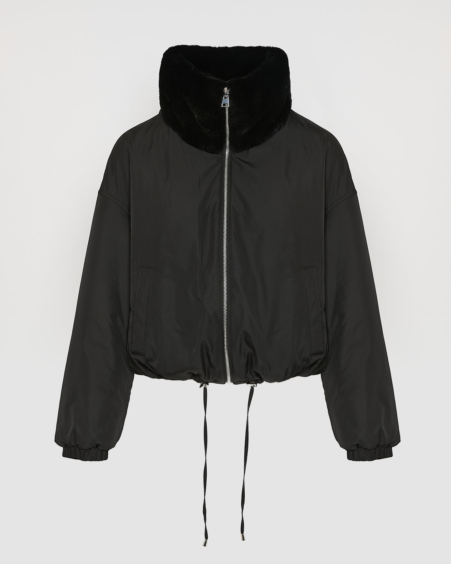 Boxy jacket in technical fabric reversible rex rabbit fur -Yves Salomon