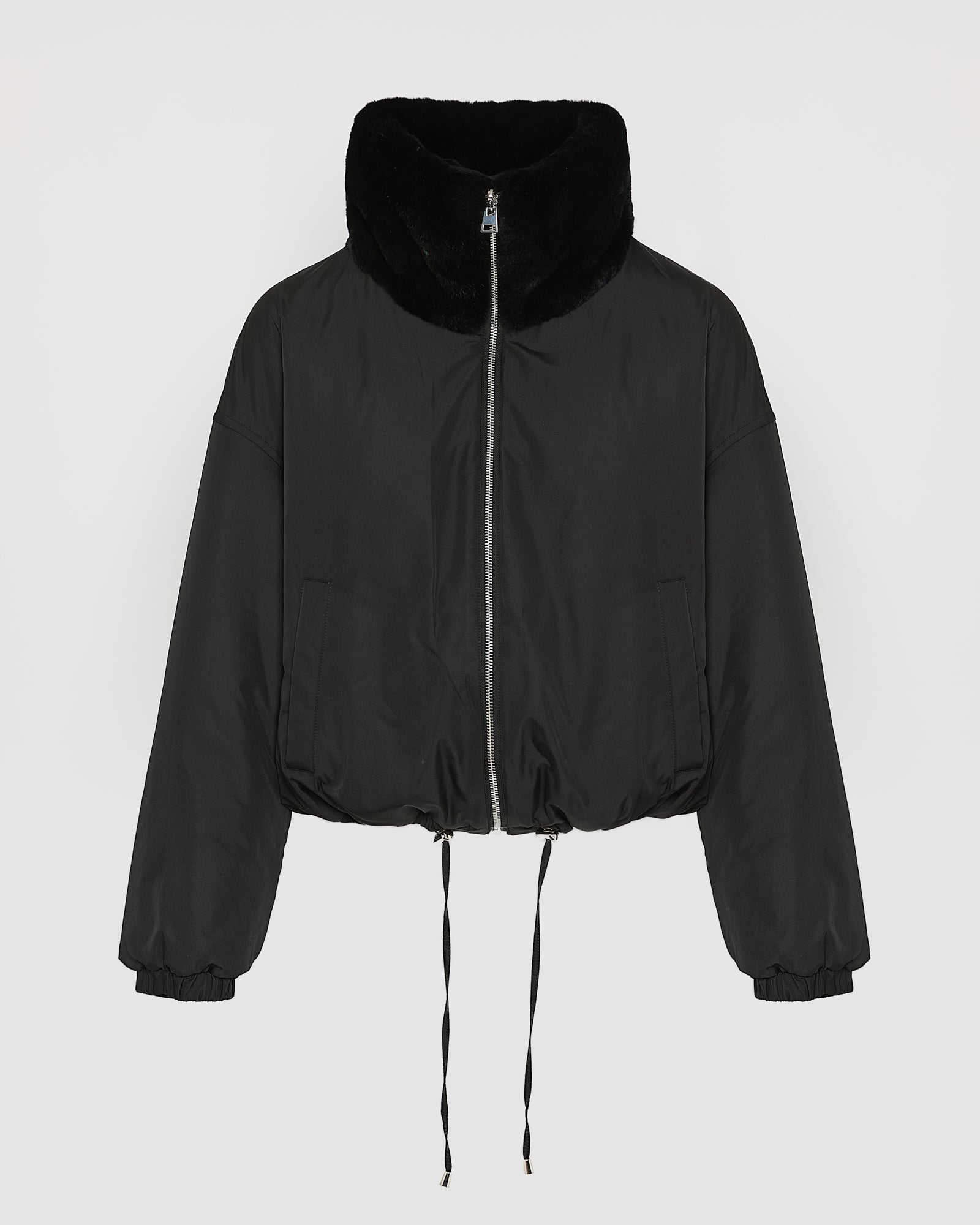 Boxy jacket in technical fabric reversible rex rabbit fur -Yves Salomon