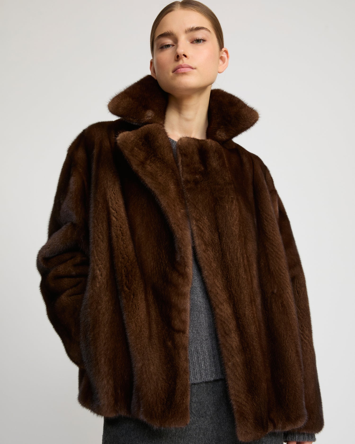 Short cross-front mink fur jacket -Yves Salomon