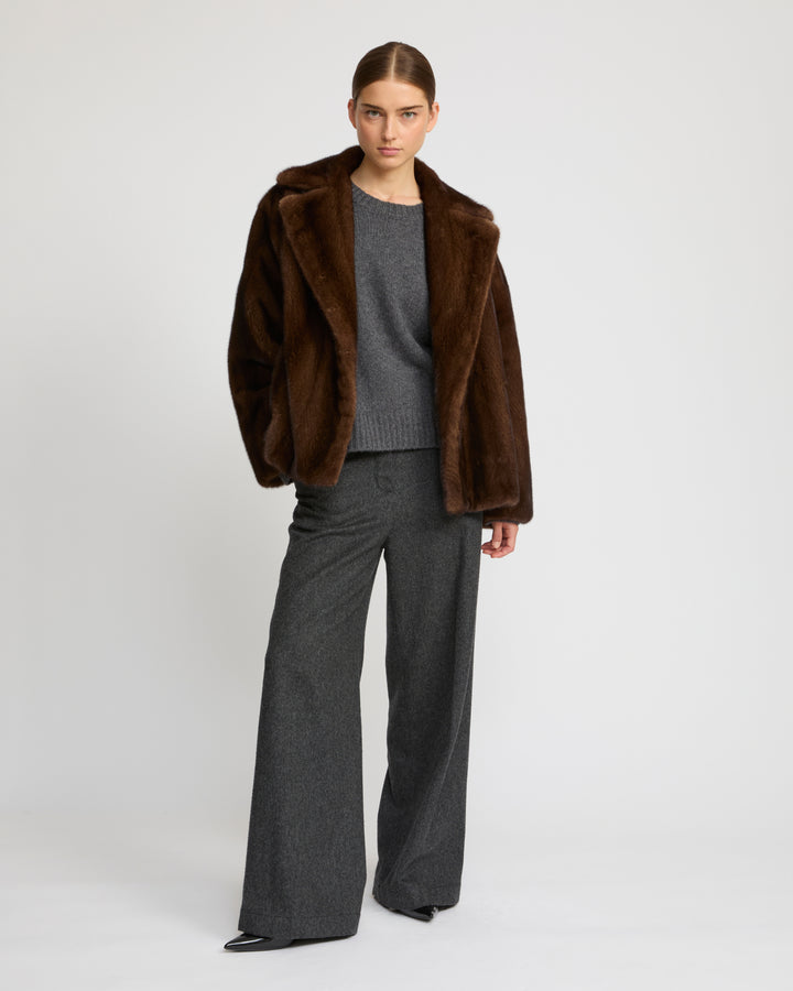 Short cross-front mink fur jacket -Yves Salomon