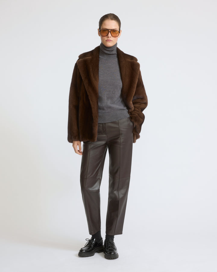 Short double-breasted mink fur jacket