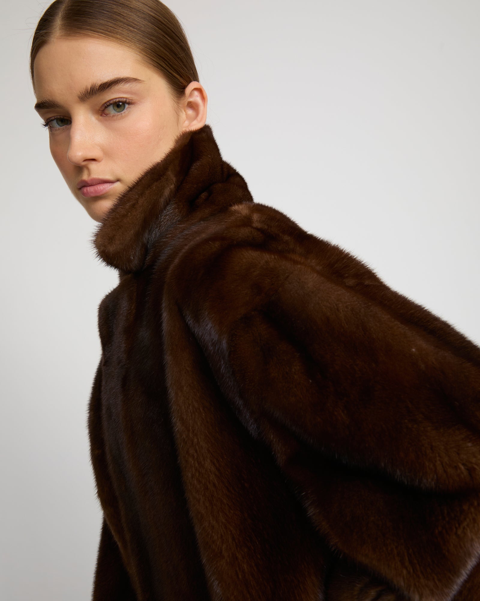Short cross-front mink fur jacket - brown - Yves Salomon – Yves