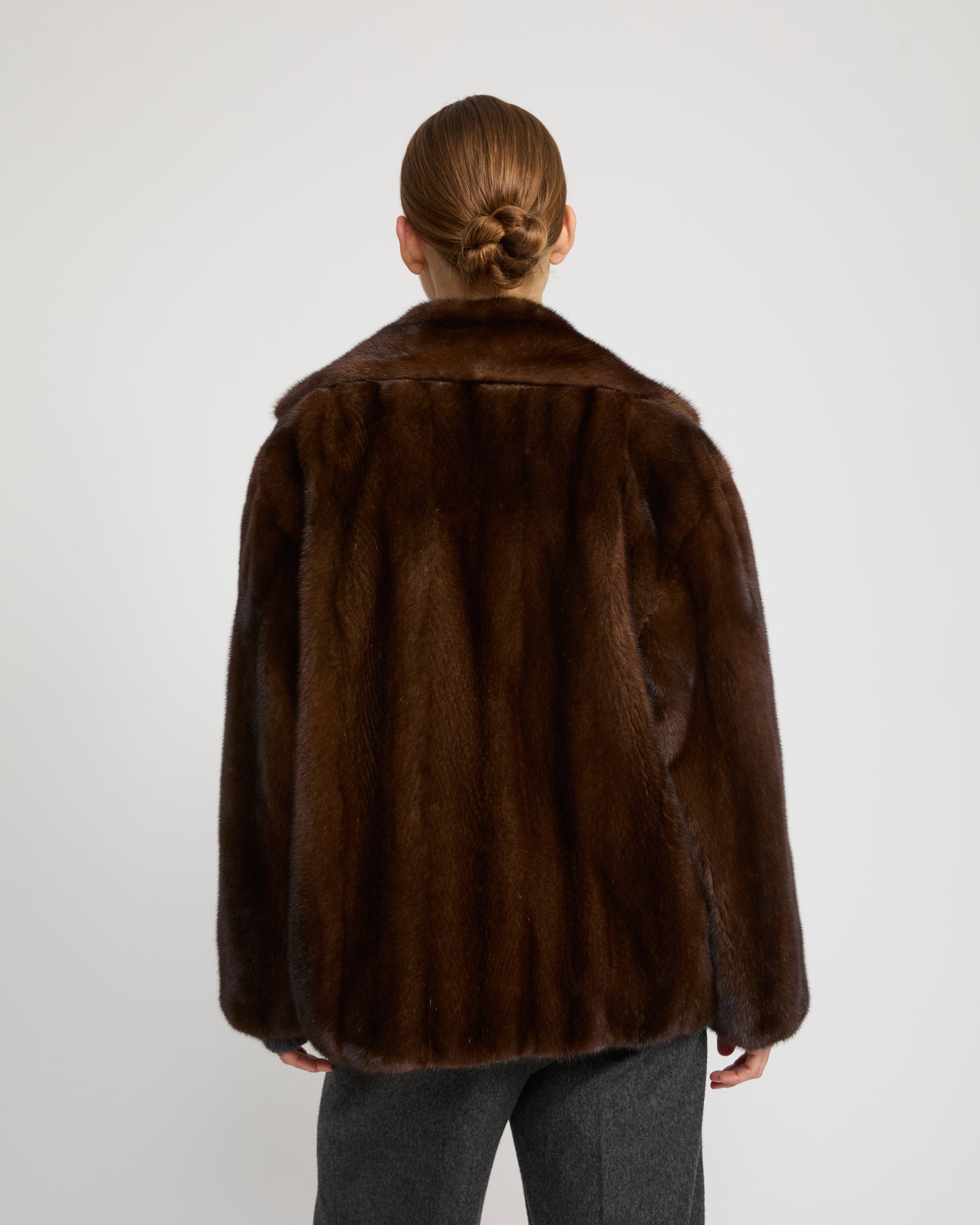 Short cross-front mink fur jacket -Yves Salomon
