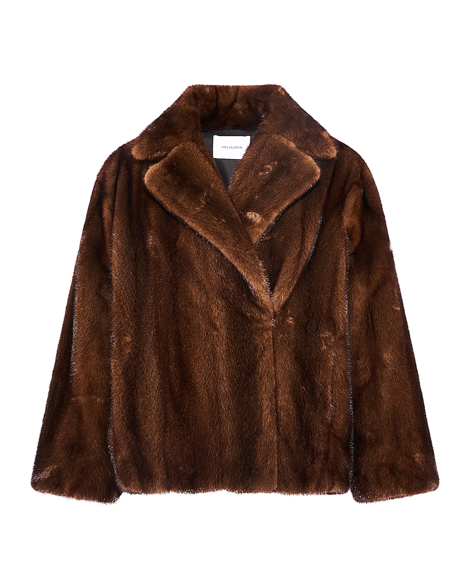 Short cross-front mink fur jacket - brown - Yves Salomon – Yves