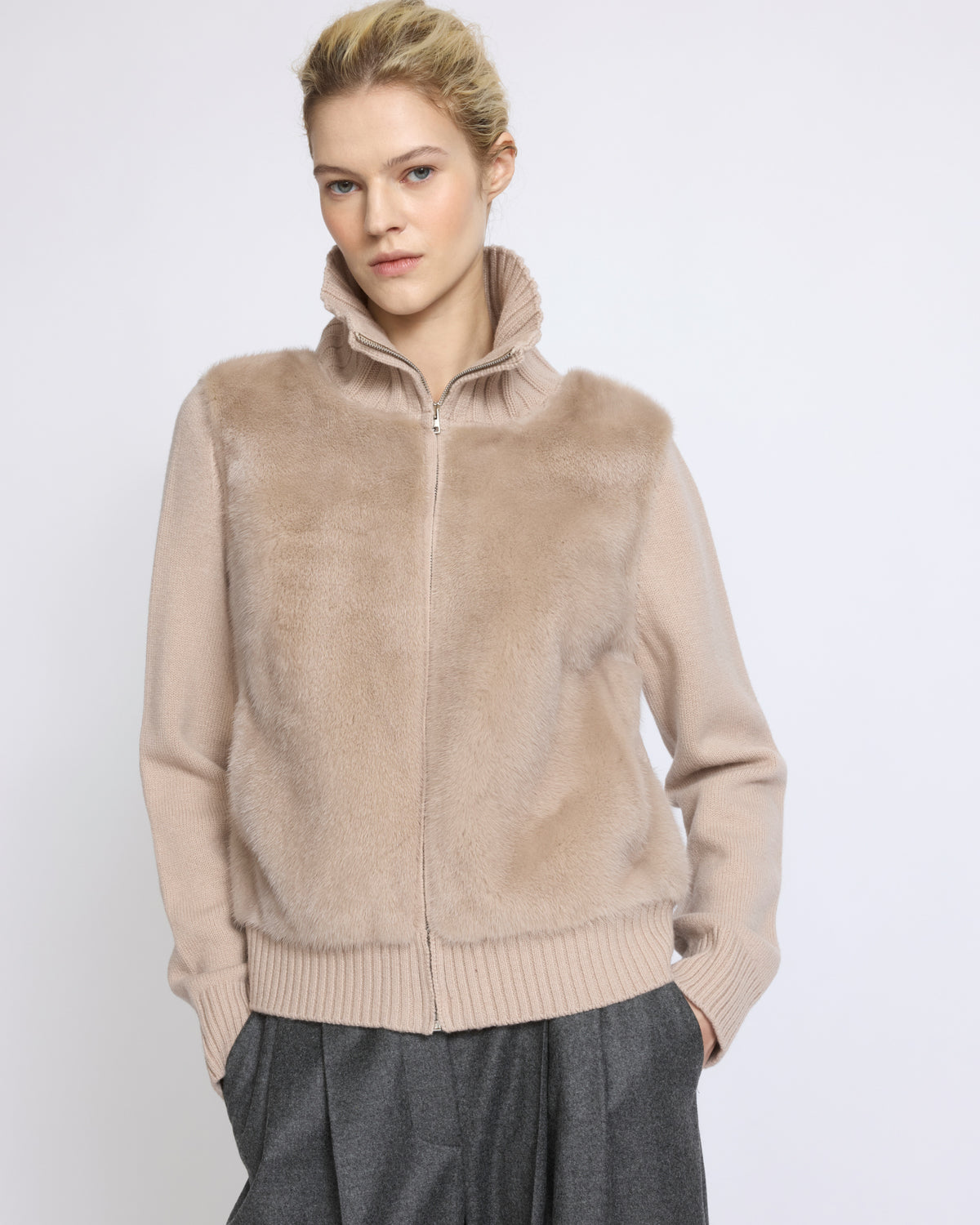 Mink fur and Merino knit jacket - Yves Salomon - New Fall/Winter Collection