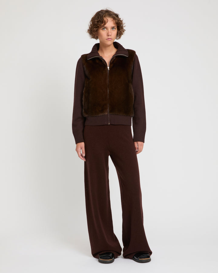 Mink fur and Merino knit jacket -Yves Salomon