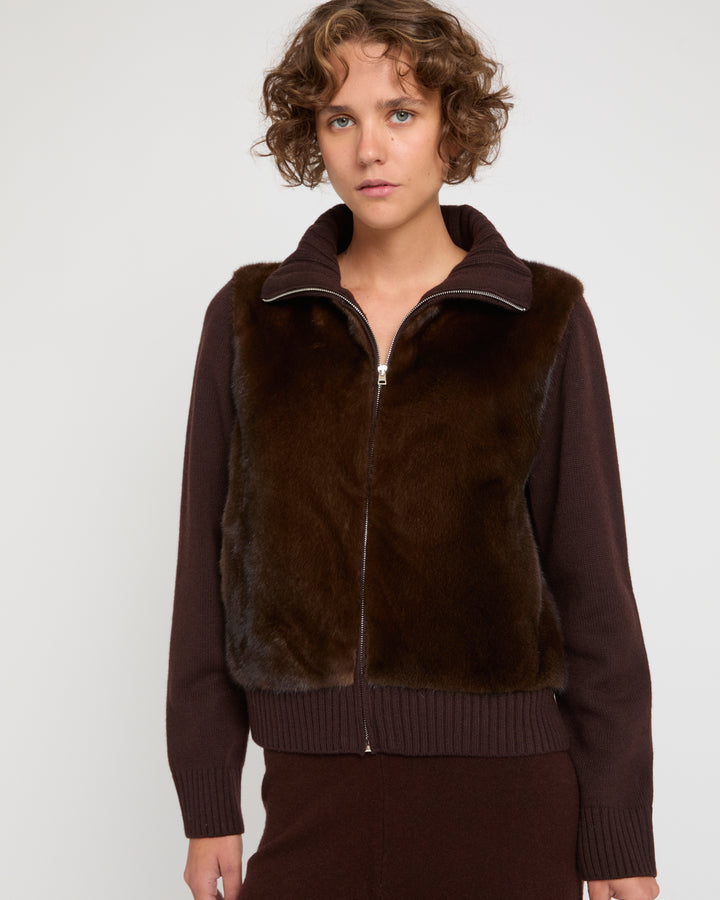 Mink fur and Merino knit jacket -Yves Salomon
