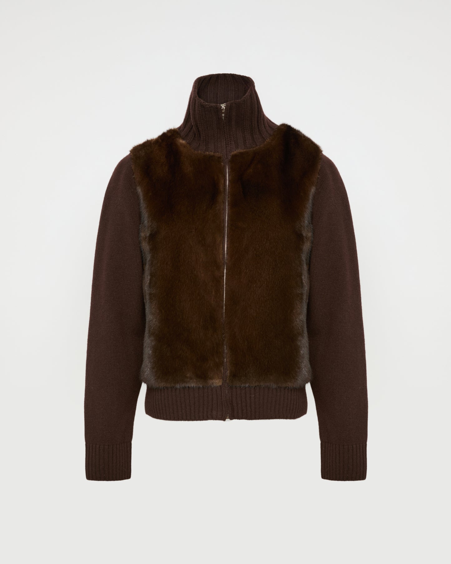 Mink fur and Merino knit jacket -Yves Salomon