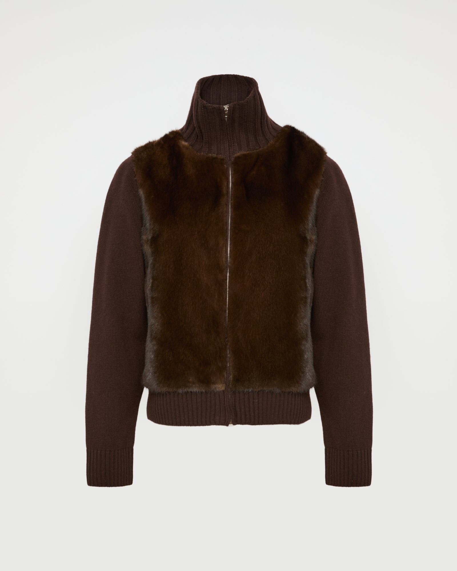 Mink fur and Merino knit jacket -Yves Salomon