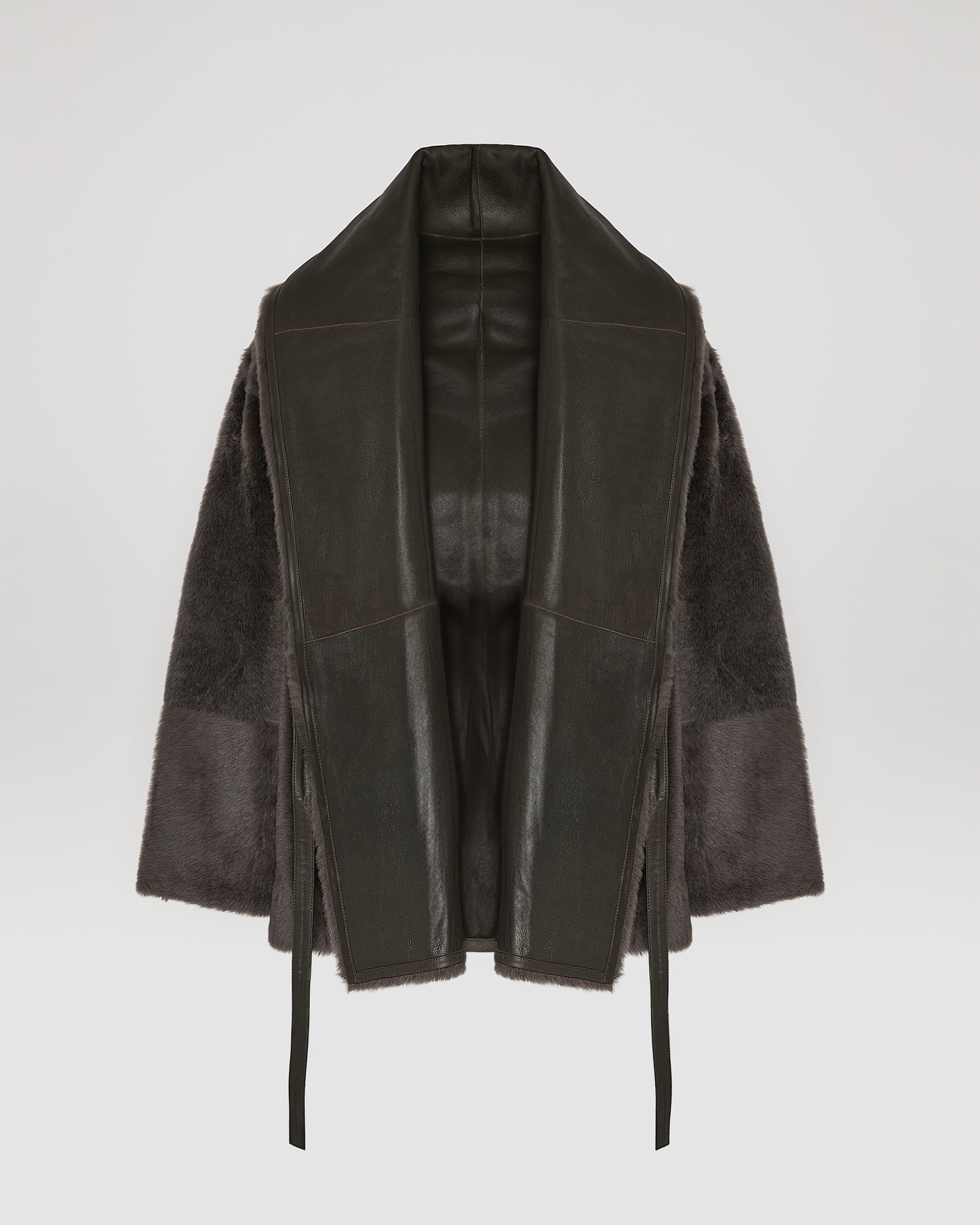 Long draped lambskin shearling jacket -Yves Salomon
