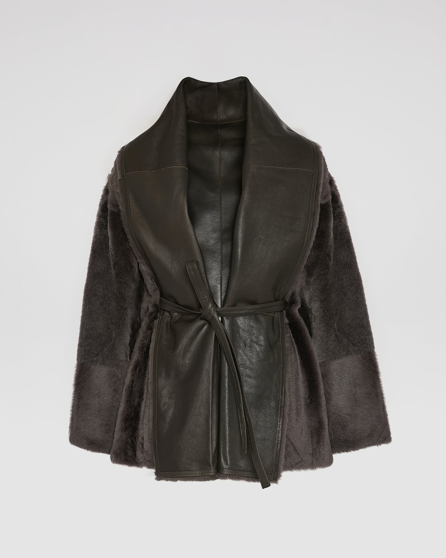 Long draped lambskin shearling jacket -Yves Salomon