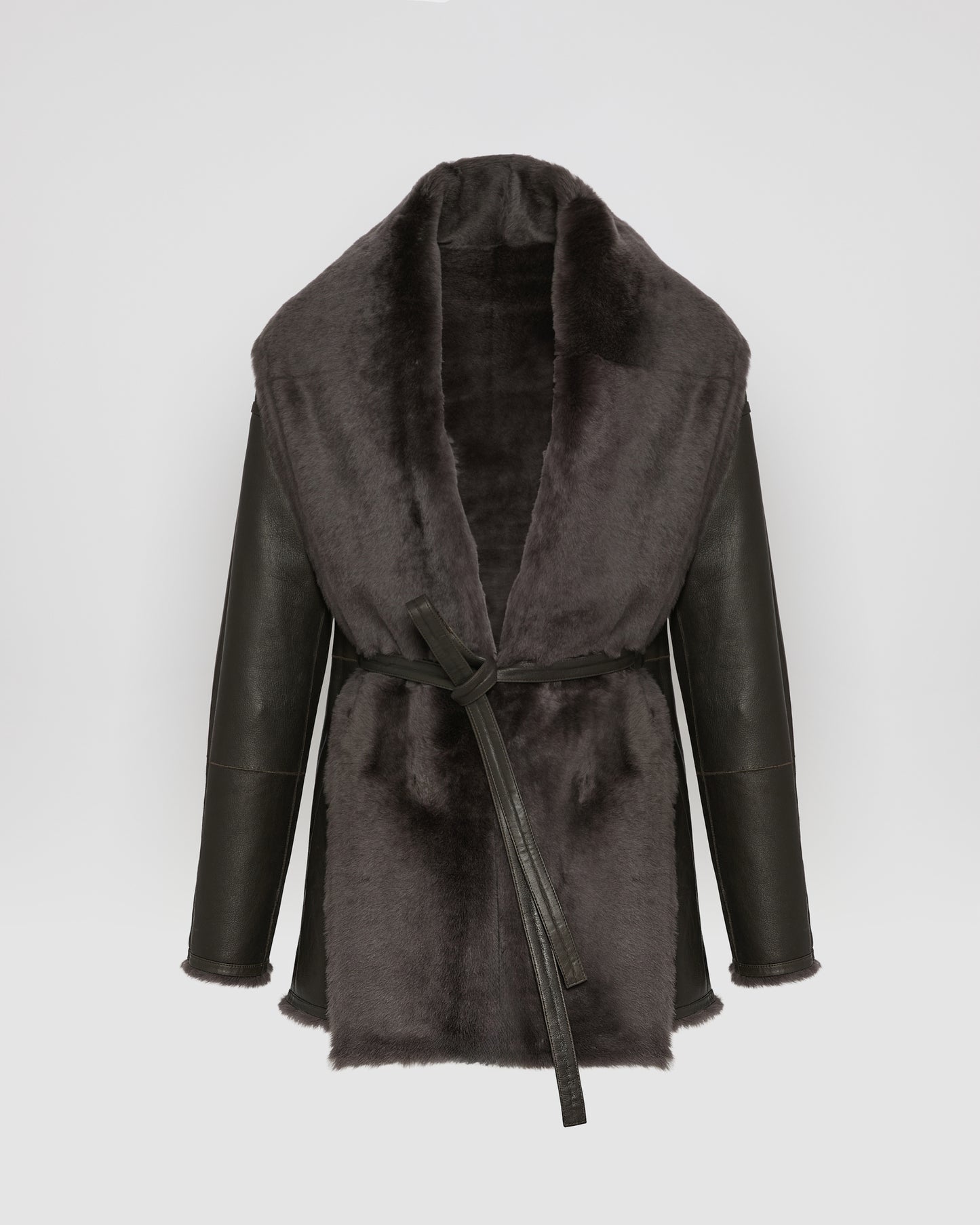 Long draped lambskin shearling jacket -Yves Salomon