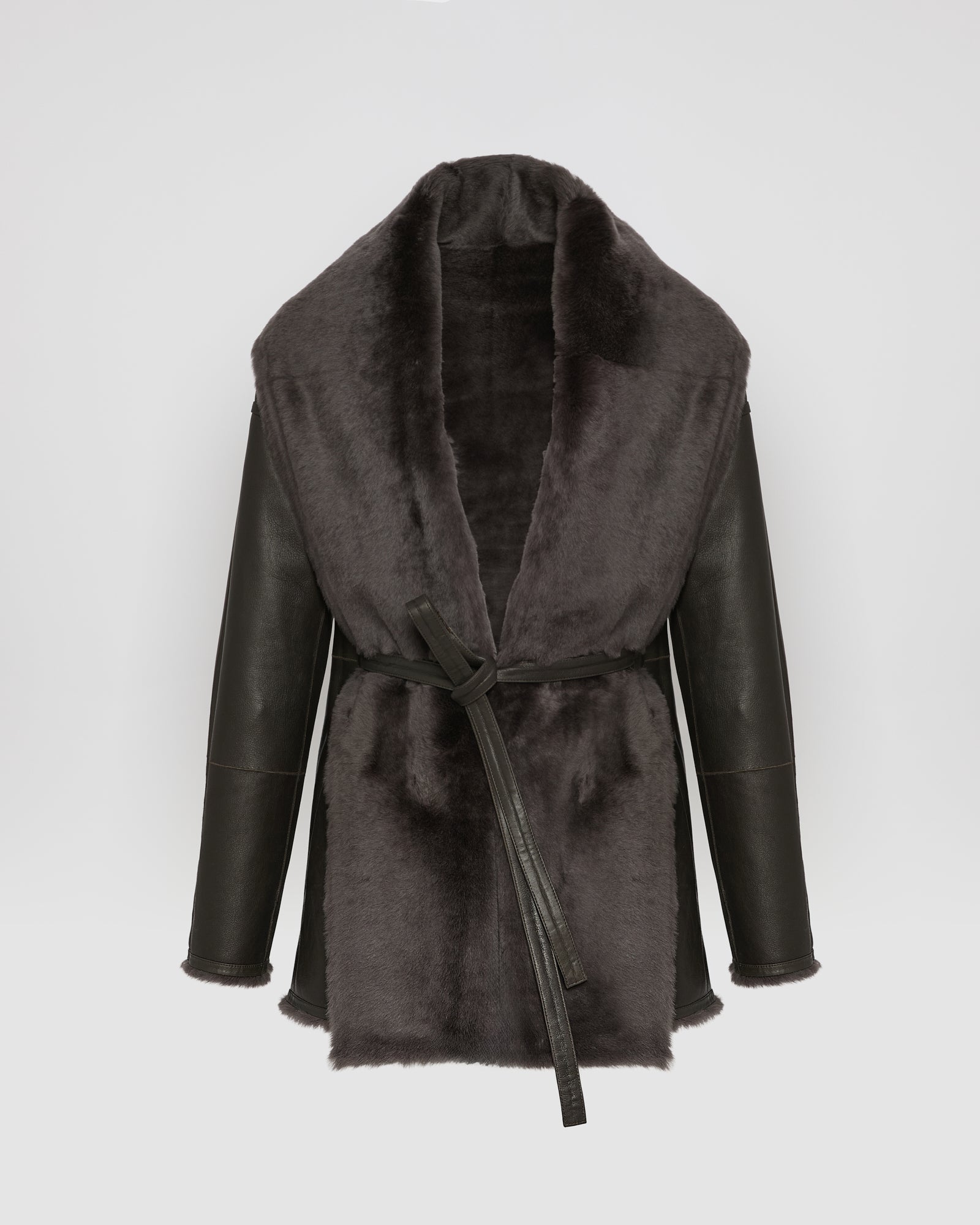Long draped lambskin shearling jacket -Yves Salomon