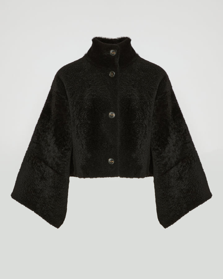 Loose astrakan-style lambskin jacket