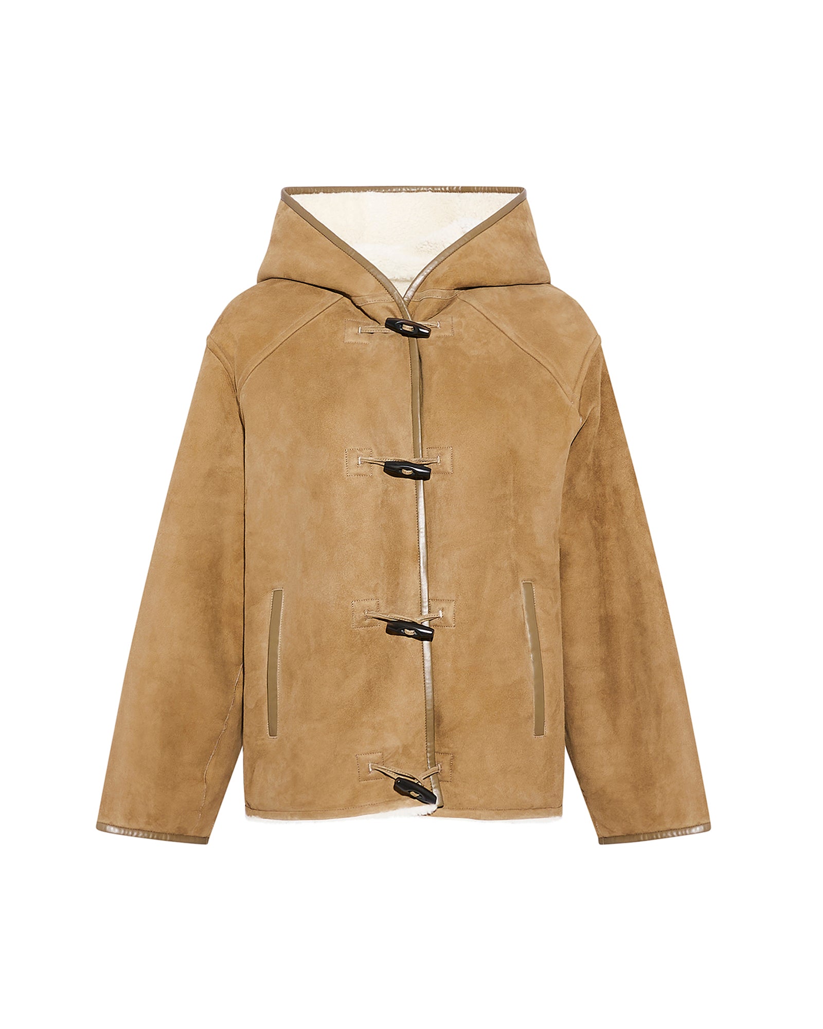 Hooded coat in Merino suede lambskin -Yves Salomon