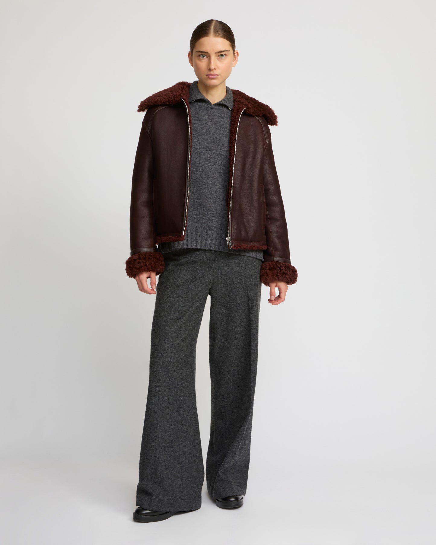 Gonfio Merino lambskin boxy jacket