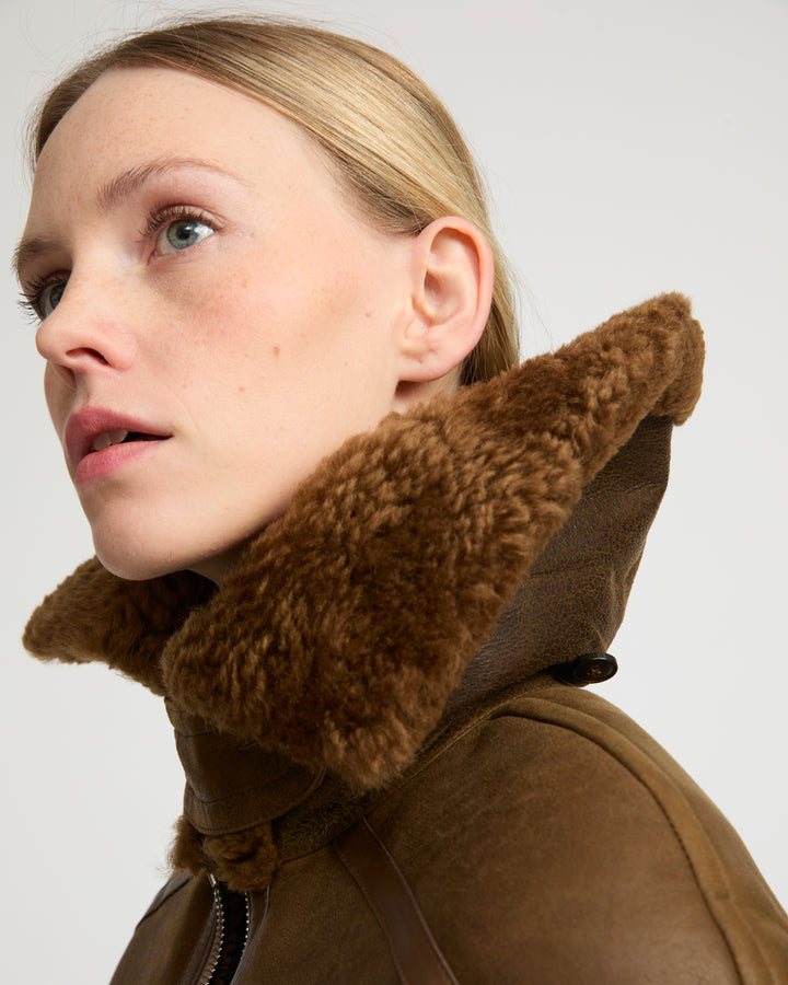 Gonfio Merino lambskin boxy jacket