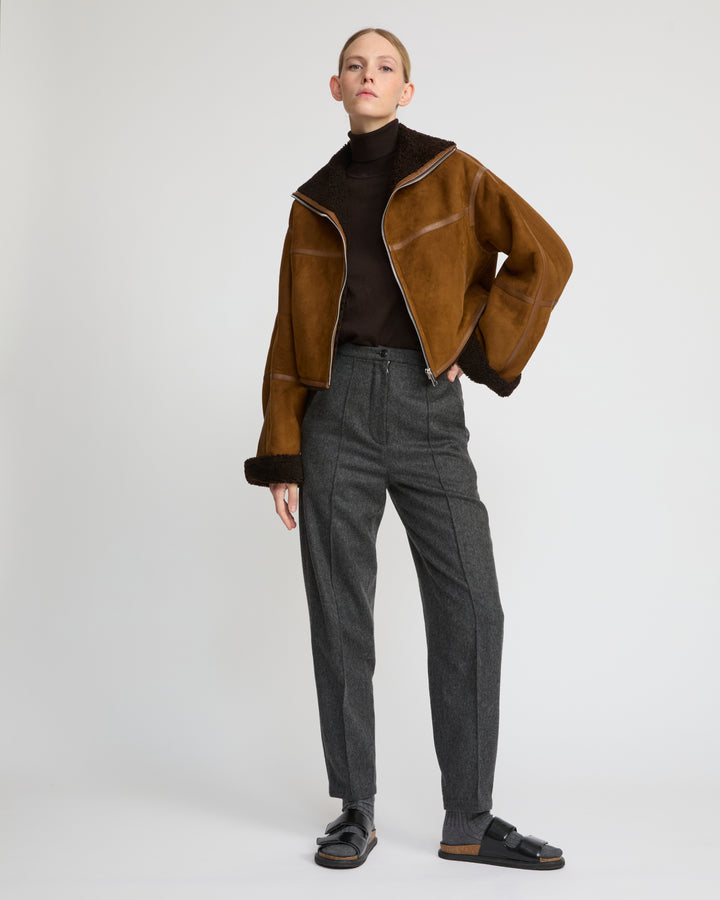 Suede Merino lambskin cropped jacket