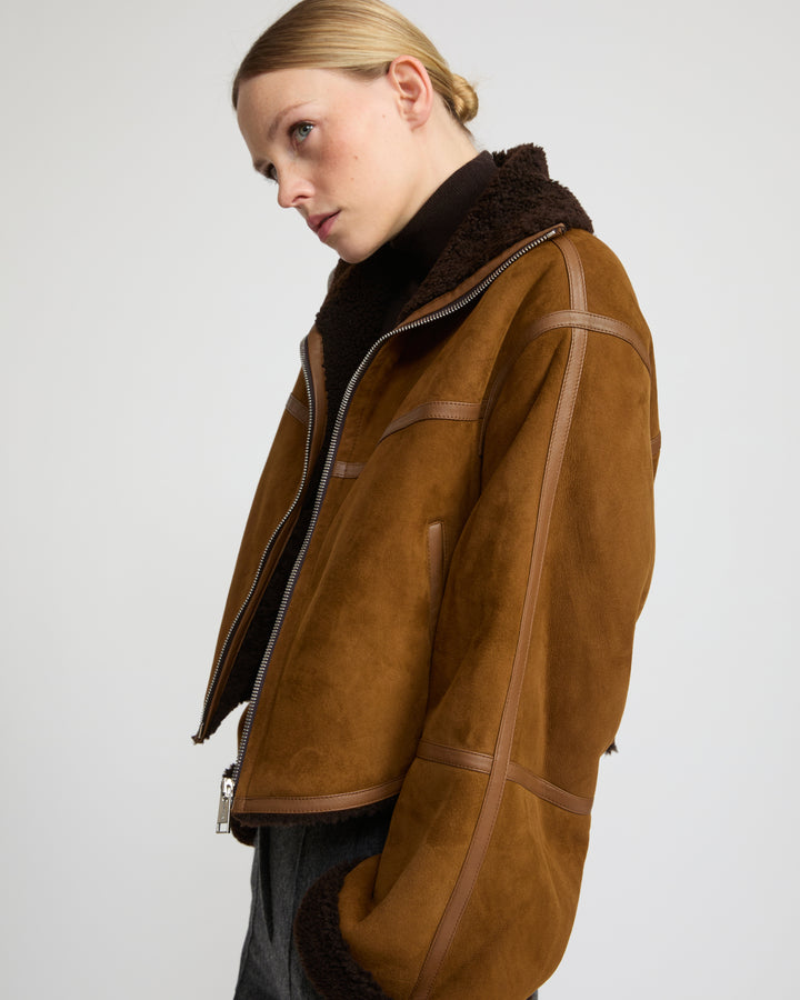 Suede Merino lambskin cropped jacket