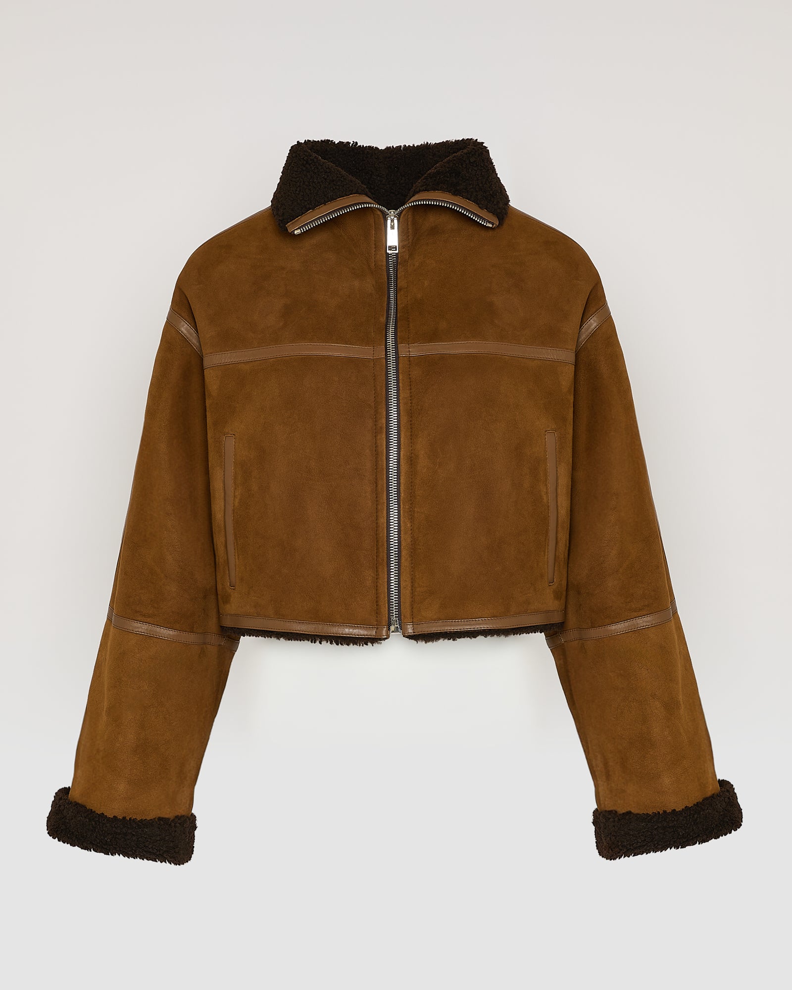 Suede Merino lambskin cropped jacket -Yves Salomon