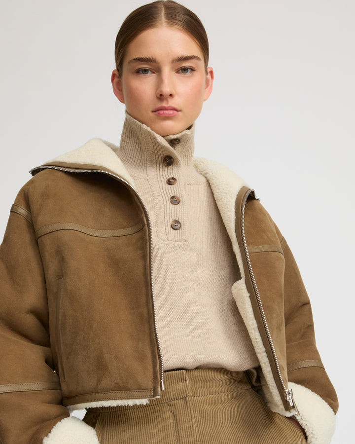 Suede Merino lambskin cropped jacket