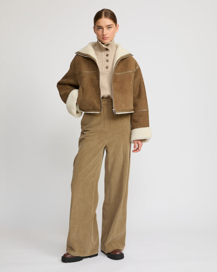 Suede Merino lambskin cropped jacket