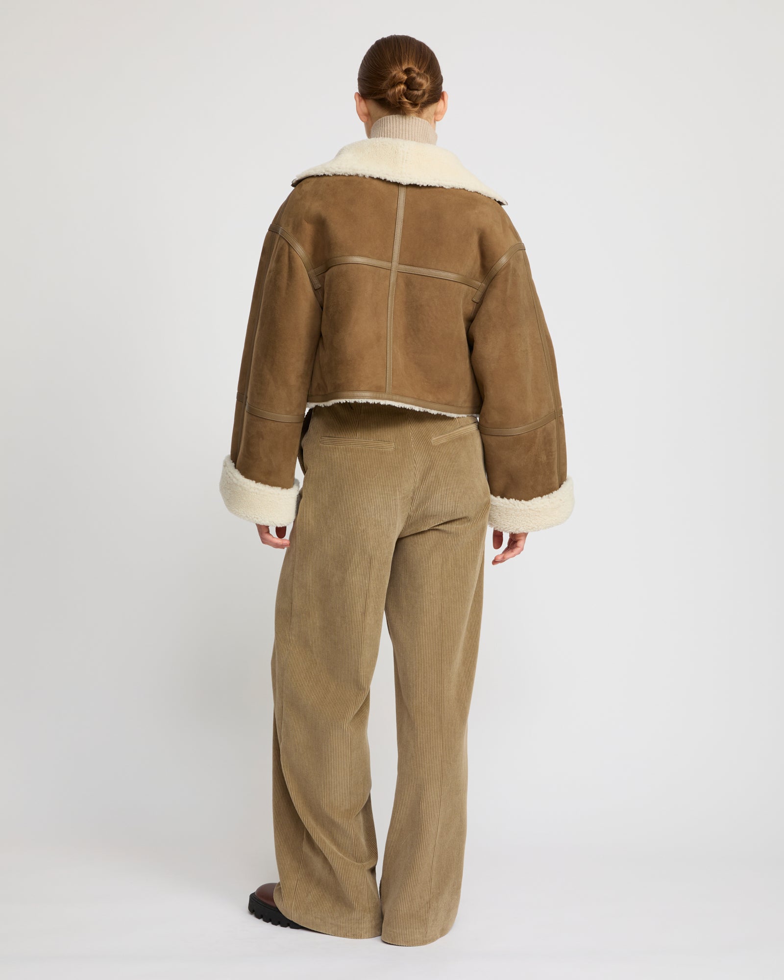 Suede Merino lambskin cropped jacket -Yves Salomon