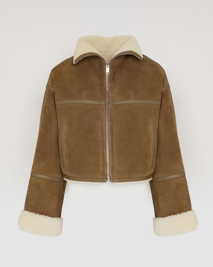 Suede Merino lambskin cropped jacket