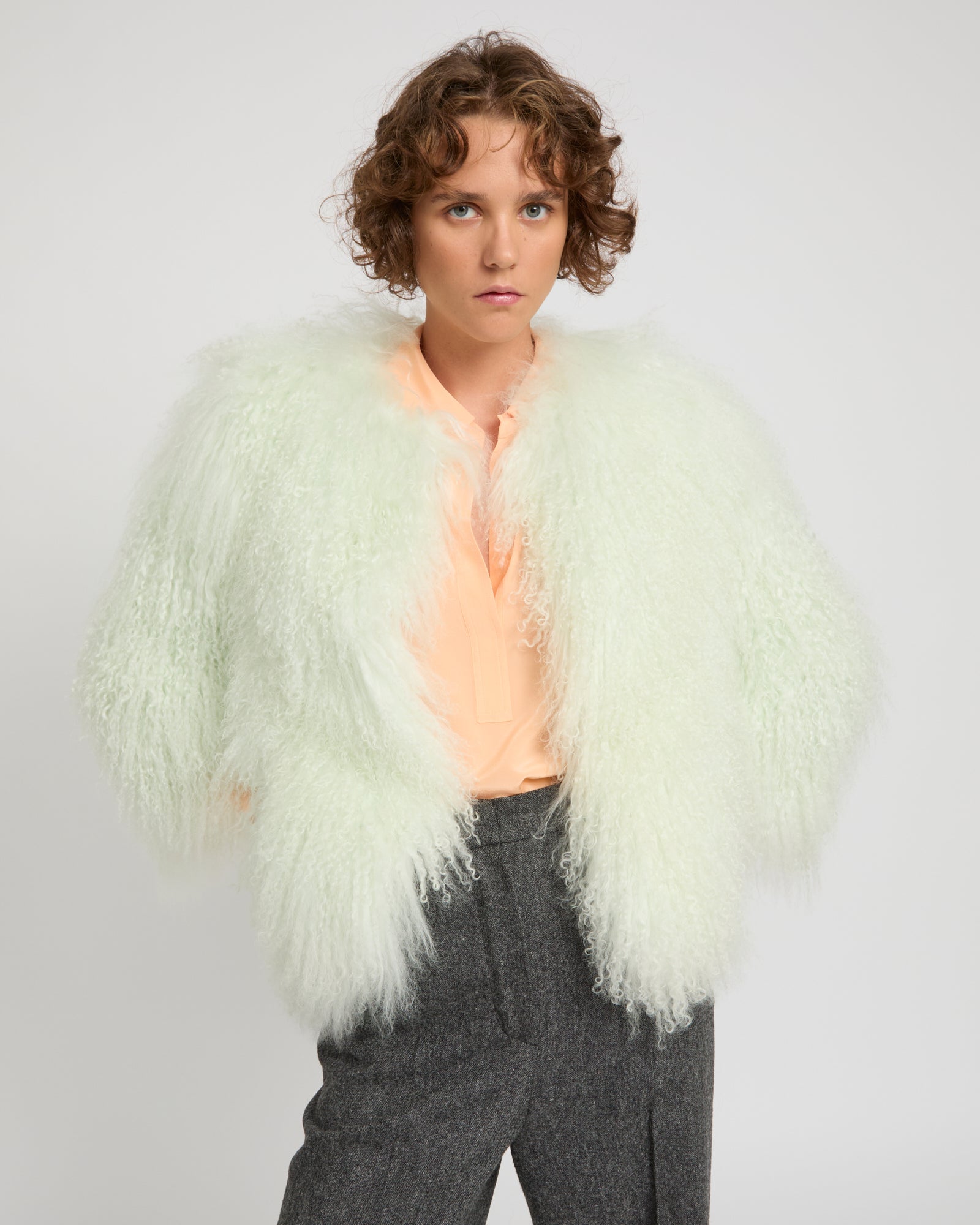 Short jacket in Mongolian lamb -Yves Salomon