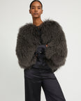 Short jacket in Mongolian lamb