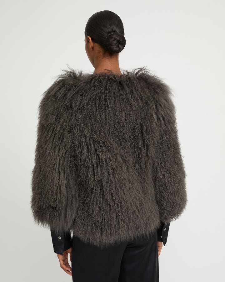 Short jacket in Mongolian lamb
