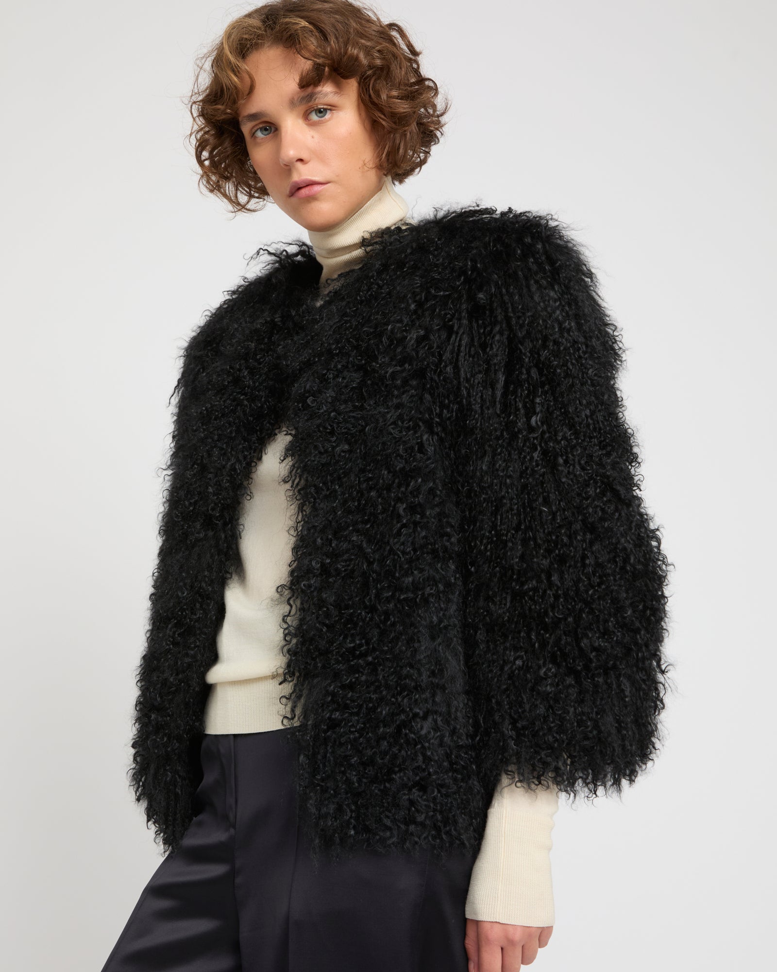 Short jacket in Mongolian lamb -Yves Salomon