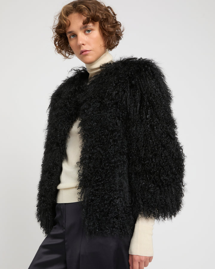 Short jacket in Mongolian lamb -Yves Salomon