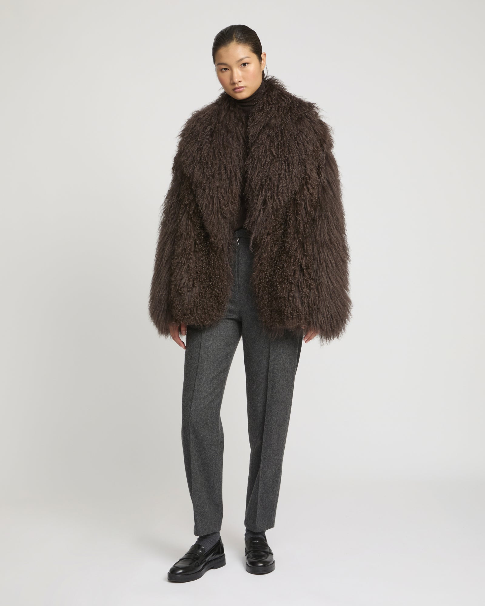 Oversized Long-Haired Lamb Jacket -Yves Salomon