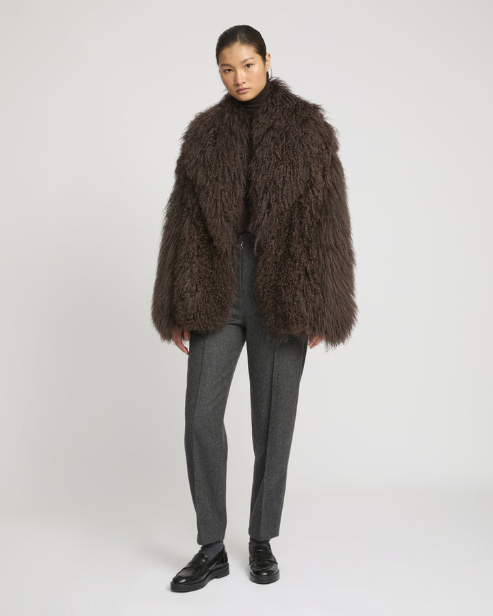 Oversized Long-Haired Lamb Jacket -Yves Salomon