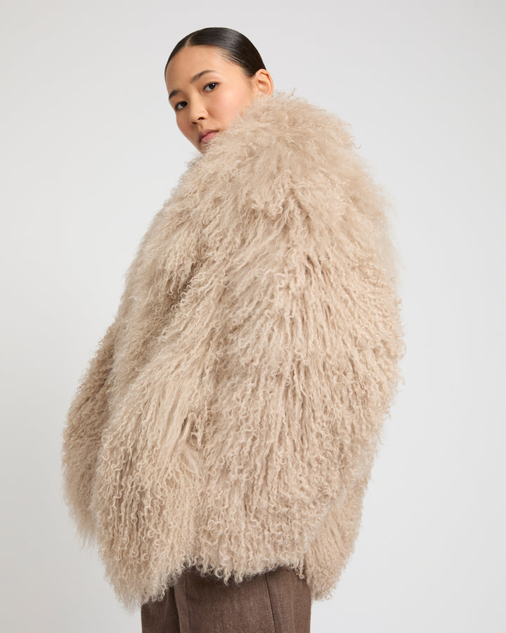 Oversized Long-Haired Lamb Jacket -Yves Salomon