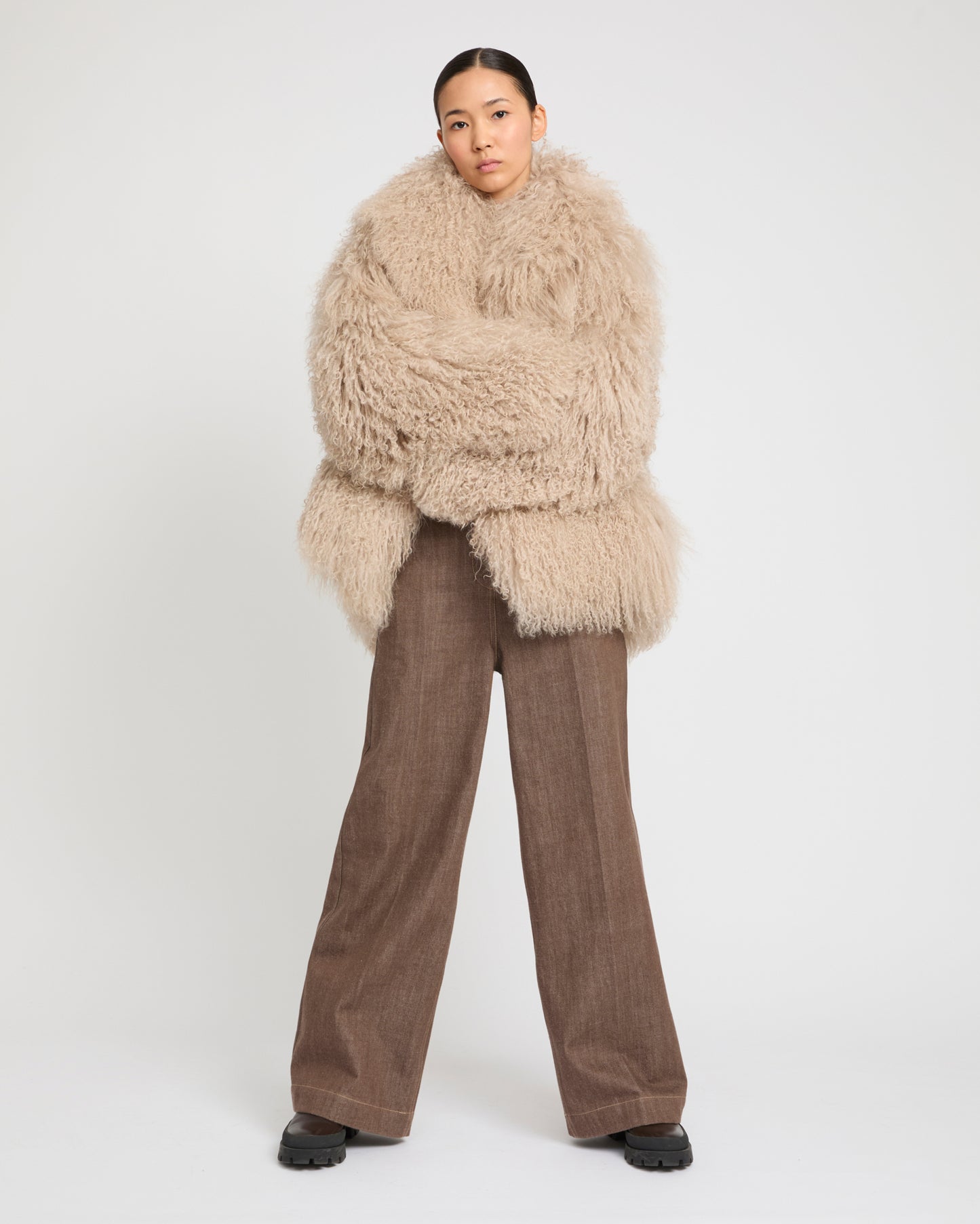Oversized Long-Haired Lamb Jacket -Yves Salomon