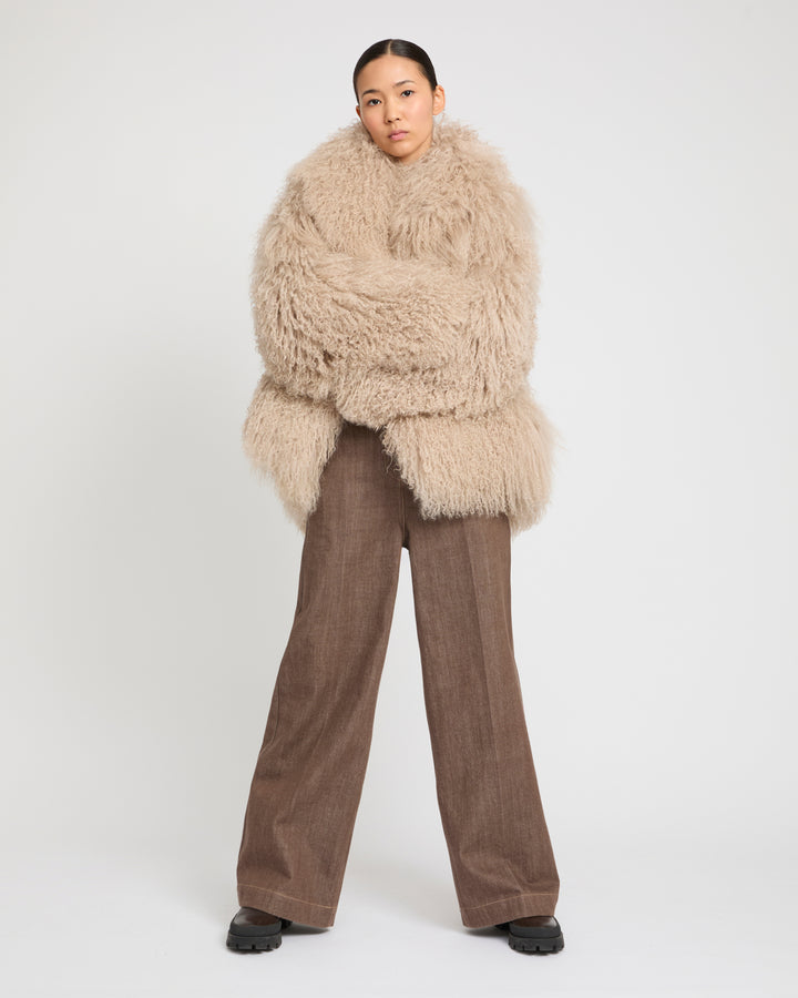 Oversized Long-Haired Lamb Jacket -Yves Salomon