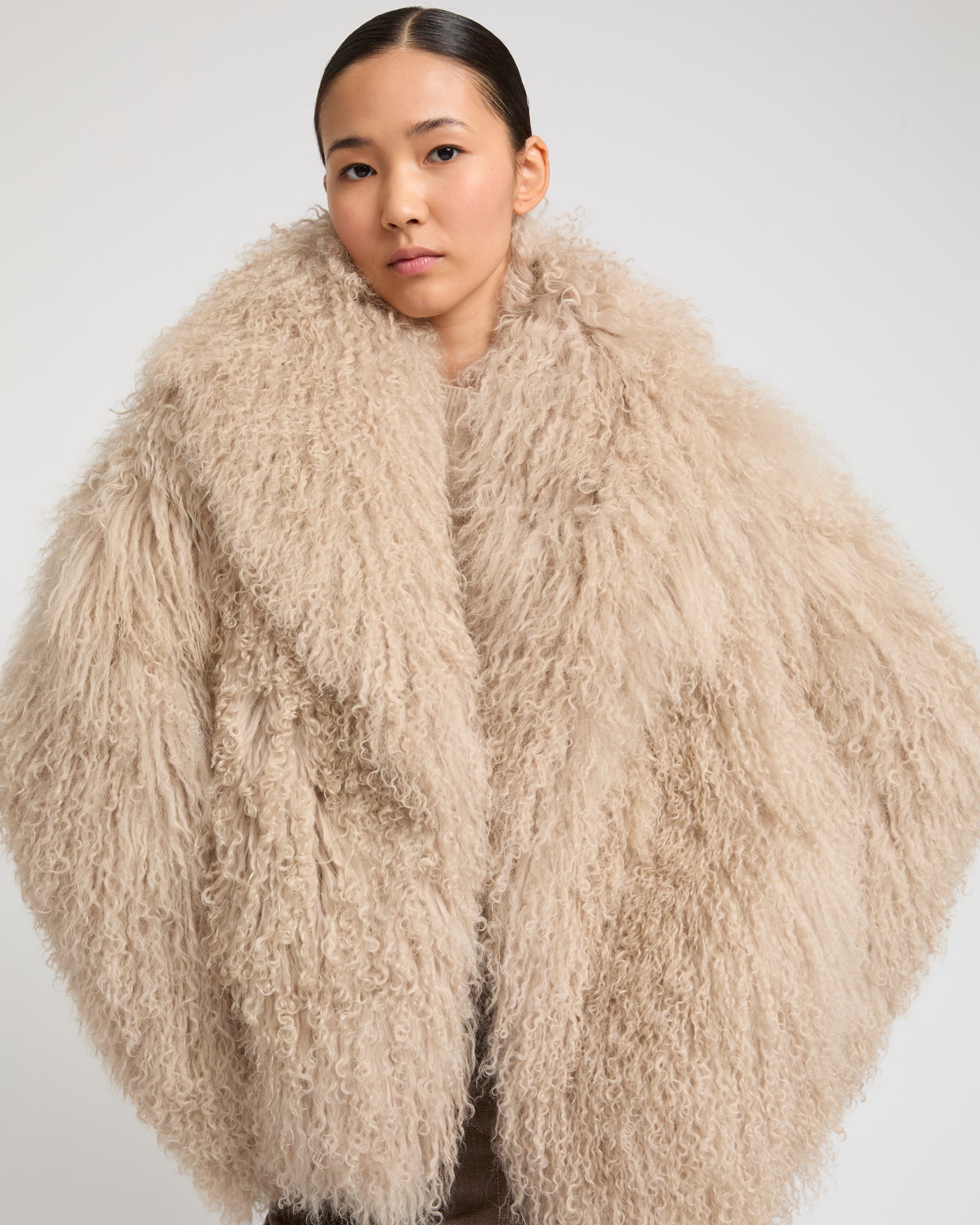 Oversized Long-Haired Lamb Jacket -Yves Salomon