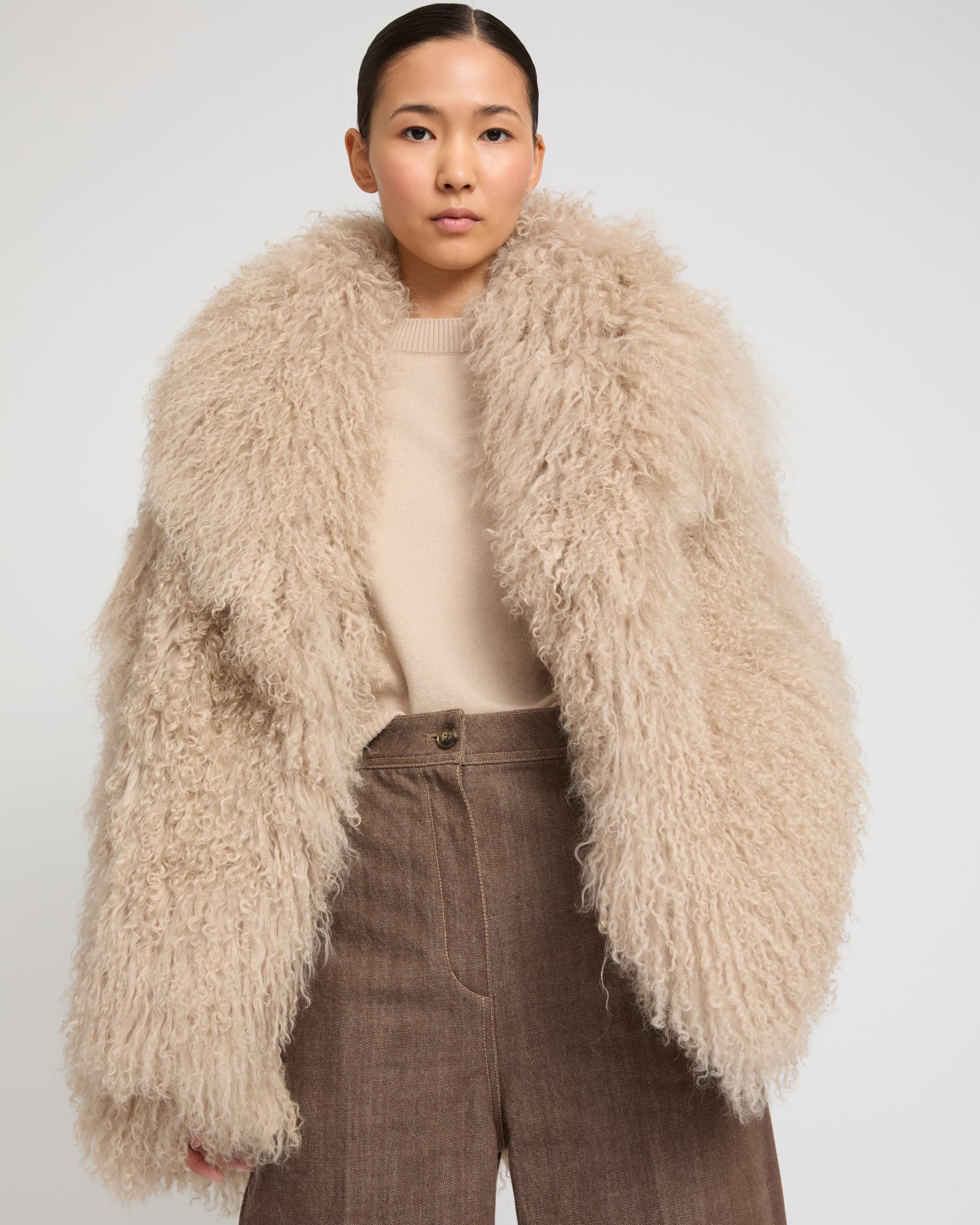 Oversized Long-Haired Lamb Jacket -Yves Salomon