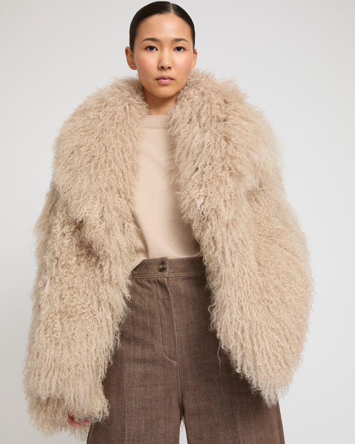 Oversized Long-Haired Lamb Jacket -Yves Salomon