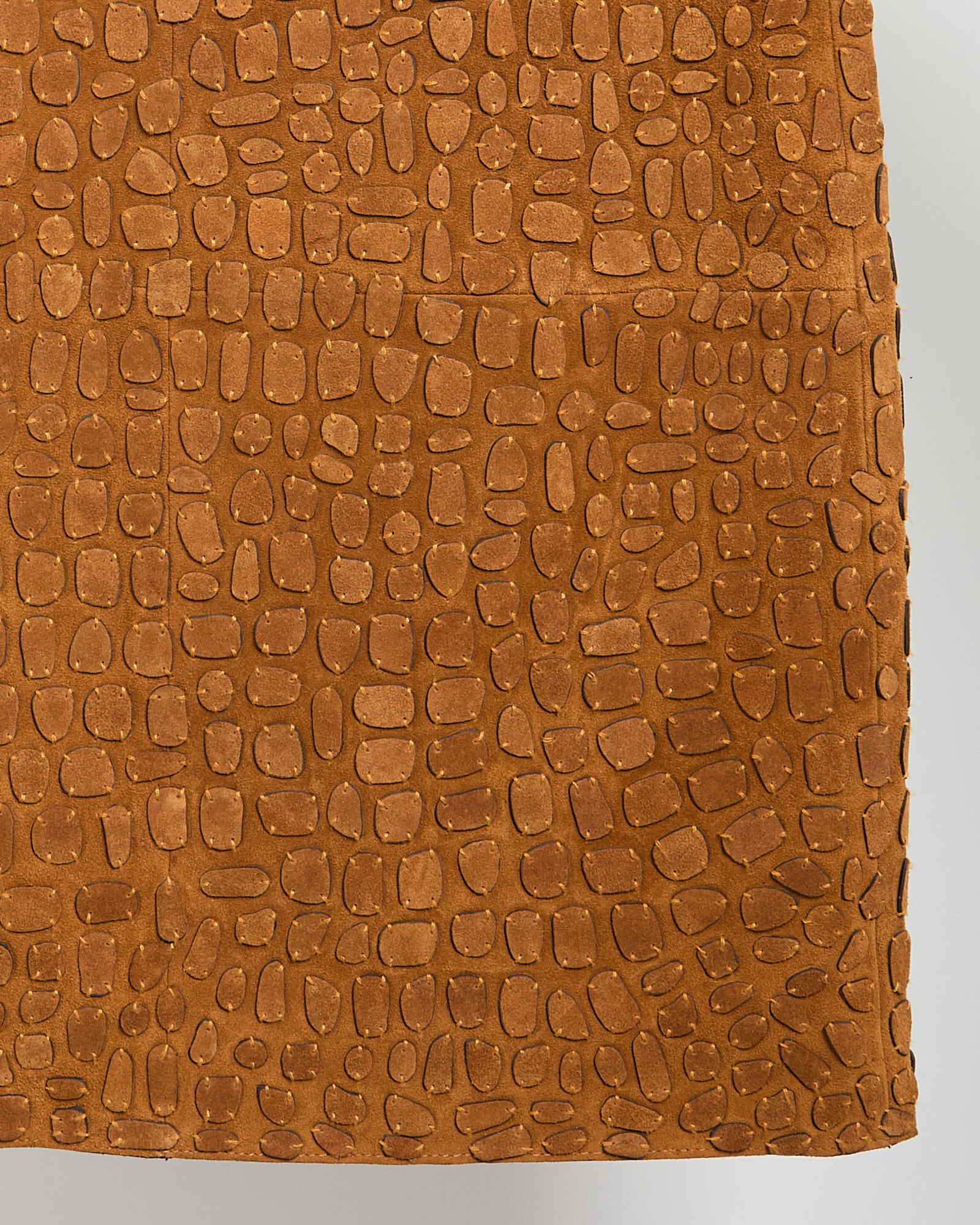 Summer sale - Mid-length skirt in embroidered suede calfskin -Yves Salomon - New spring summer collection