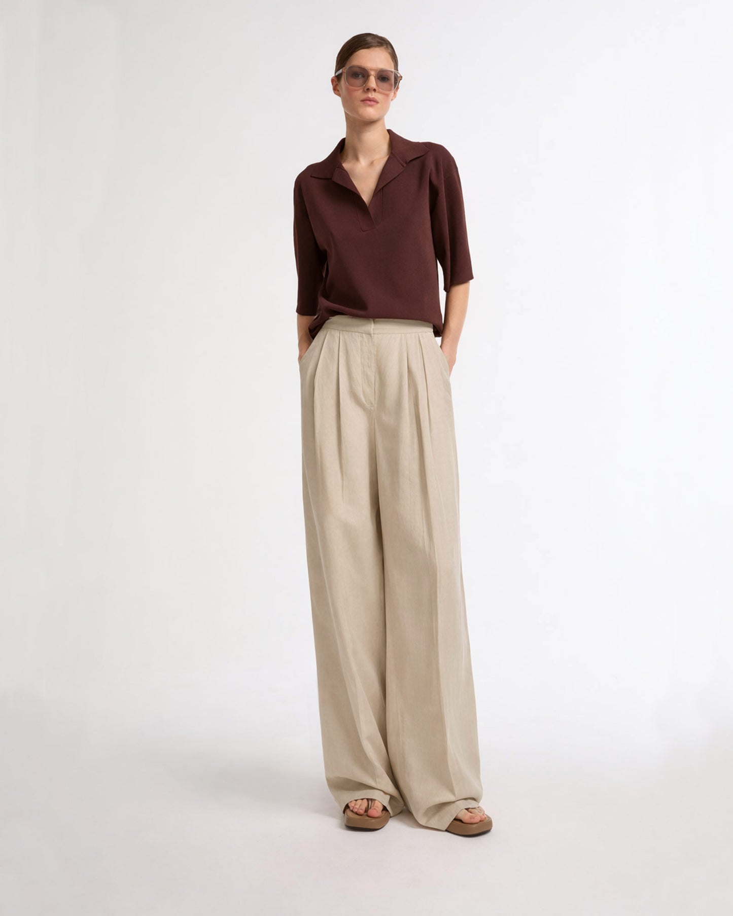 Summer sale - Linen wide leg trousers -Yves Salomon - New spring summer collection