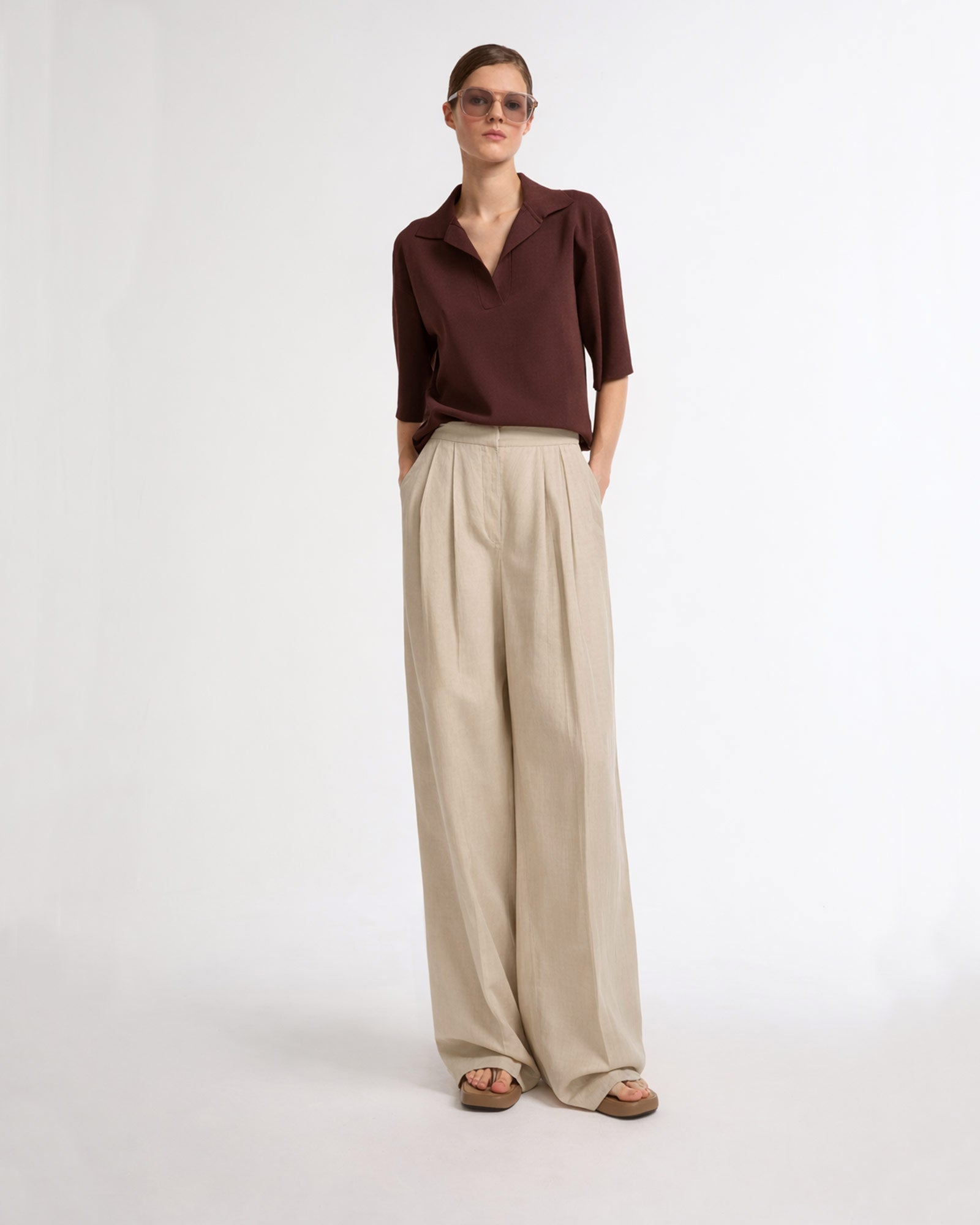 Summer sale - Linen wide leg trousers -Yves Salomon - New spring summer collection