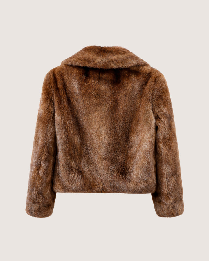 Long hair mink fur pea jacket